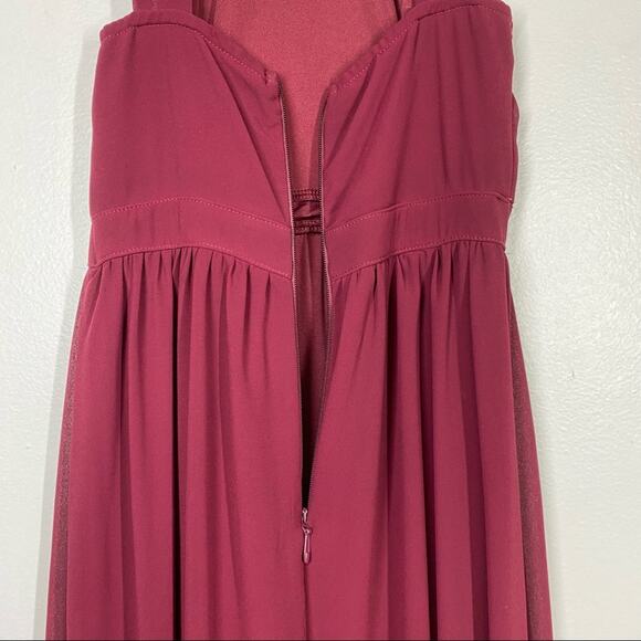 LULU’S Air of Romance Maxi Dress Bridesmaid Wedding Guest Burgundy Red Small - Picture 6 of 9
